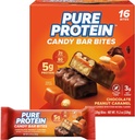 Pure Protein Candy Bar Bites, Sjokolade Peanut Caramel, 5g Protein, Glutenfri, Lavt sukker, 0.70 oz, 16 Pack (Packing May Vary)