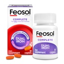 Feosol komplett jerntilskudd kapler, Bifera jern for høy absorpsjon, heme og ikke-heme dobbelt action minimaliserer bivirkninger, 1 per dag, for energi og immunsystem støtte, laget i USA, 30 greve
