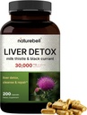 Liver Detox Kosttilskudd – 200 kapsler med melk Thistle 30.000mg & svart currant | Naturlig aktiv silymarin – ekstra styrke 60:1 ekstrakt – Herbal rengjøring og reparasjon støtte – ikke-GMO