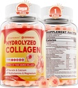 Collagen Peptid Gummies for kvinner menn, sukkerfri fler kollagen Supplement, 1400mg Hydrolysert Collagen Typer I II III V X, 5000mcg Biotin, Vitamin C A E D3 B6 for hår, hud og negler, Bein, 60Cts