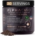 Alphacino Apex Instant Mushroom Coffee - Black Maca Ashwagandha + Energi drikke pulver for menn, ideelt for muskelbygging vekst, Sharp Focus & Stamina, Mens Energy Powder Drink Blande, S7-30SV (4,68 oz)