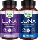 Anbragt Naturals Luna Sleep Aid Bundle ® Luna & Luna Melatonin-fri sovepiller med naturlige ingredienser Melatonin, Valarien, og mer (120 greve)