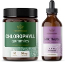 HERBAMAMA Klorofyll og Melk Thistle Kit - Bundle på 50 mg Klorofyll Gummier & Melke Thistle Extract Tinktur 4 fl oz - Vegansk, ikke-GMO, sukker og alkohol-fri - 2 pakke