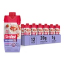 SlimFast Protein Shake, Jordbær- 20g Protein, Måltid Erstatning Shake klar til å drikke, høy protein med lav carb og lav sukker, 24 vitaminer og mineraler, 12 count (Pack of 1) (Packing May Vary)