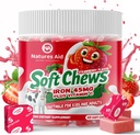 Chewable jerntilskudd for kvinner og barn - Strawberry Flavor, Iron Vitamin C Mykt Chew for Max Absorpsjon, jern som Ferrous Fumarate, Ideell for jernmangel, 2 måneders forsyning
