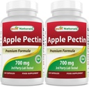 Best Naturals Apple Pectin 700 mg - Dietary Fiber - Intestinell støtte - 120 Kapsler (120 Antall (pakke på 2))