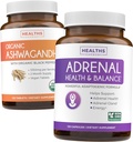 Ashwagandha & Adrenal (2-måneders forsyning) Adrenal Balance Pack - Organisk Ashwagandha Naturlig Adrenal & Cortisol Support (120 Caps) & Adrenal System & Cortisol Manager L-tyrosin tretthet Support (120 Cap)