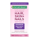 Naturens Bounty Avansert hår, hud og negler, Argan-infundert vitamin Supplement med Biotin og hyaluronsyre, 150 Rapid Release Softgels, 50 Totale serveringer