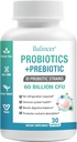Probiotika og organiske prebiotika for kvinner og menn, 60 milliarder CFU 10 Strains, støtte Digestiv & Gut helse, gass & Bloating, 30 kapsler