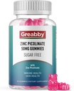 Zink gummier - Sink Picolinat 50 mg, sukkerfri, høyabsorberbar sink Picolinat Supplement for barn og voksne, støtte vekst, immunfunksjon, hud helse, 60 gummier
