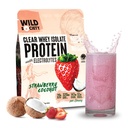 WILD SOCIETY - Clear Whey Protein + Electrolytes - Forfriskende Whey Protein Isolate pulver - 20g Protein, 0 tilsatt sukker, GMO-fri, naturlige flavors & farger - Jordbær Coconut, 16 oz