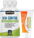 Bundle - Hem-Control Vegansk Digestiv støtte Supplement (180 greve) og allevidere naturlig hemorroid relief krem for brenning, kløe og heving (1,7 oz) Plus 2 Travel-Size Rør