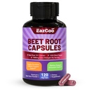 Beet Root Capsules 1000mg Per Serving, støtter nitric oksid produksjon & blodtrykk, med svart pepper ekstrakt, ikke-GMO, Glutenfri, Vegan - 120 greve