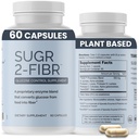 OPTIVIDA Sugr-2-Fibr - Premium Blood Sugar Support Supplement* (60 greve) - Støtte sunne blodsukkernivå* ved å støtte glucosemetabolisme til fiber* - Glutenfri, ikke GMO, Veggie Kapsler.