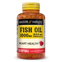 MASON NATURAL Omega, 3 Fiskeolje, 200, Dagsforsyning, 1000mg med EPA og DHA for felles støtte, Softgel piller