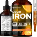 Liquid Iron Supplement for kvinner og menn - jerndråper med B6, B9, B12, Vitamin C for anemi, blodbygger, folat for rød blodcelle og immun støtte MCT olje (2 FL OZ, Cirtruc)