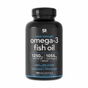 Idrettsforskning Triple Styrke Omega 3 Fiskeolje - Burpless Fish Oil Supplement m/EPA & DHA Fatty Acids fra Wild Fanget Fisk - hjerte, hjerne og immun støtte for menn og kvinner - 1250 mg, 150 ct
