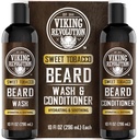 Vikingrevolusjon Skjortevask og Skjeggkonditionering for menn med Argan Olje og Jojoba Olje - Beard Softener og styrke Beard Care Beard Shampoo og balsam med Beard Olje (10oz, søt tobakk)