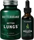 Betterbrand Bedre Lungs helsepakke - bedre Lungs Capsules & Mullein Leaf Tinktur Drops | Komplett pustende helse Supplement | Pack - 30 dagers forsyning