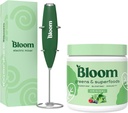 Bloom Ernæring Superfood Grønn pulver, Digestive Enzymer med probiotika og prebiotika, Gut helse, Bloating Relief, Original + Melk Frother High Powered Hand Mixer