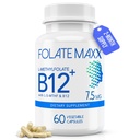 L-Metylfolat + B12 Methylcobalamin blanding 7.5 mg - 60 kapsler - Aktiv Folsyre og metylert B12-5-MTHF & B12 Supplement for menn og kvinner - Ikke GMO, Glutenfri, Ingen Fillers