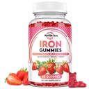 Iron Gummies - med kalsium, sink, folat og vitamin B12, C,B6 for voksne og barn - Blodbygger og energi støtte for jernmangel, anemi, vegan - 60 gummier