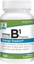 Quality Choice Vitamin B1 Thiamin 100 mg Energistøtte, nervesystemfunksjon, & Helse Helse Vitamin Supplement Tabletter, 100 telling flasker
