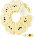 MOLN HYMY Stor ukelig pille boks 7 dag, pille saken organisator, blomst piller container en gang daglig, rund medisin dispenser for vitamin/fish olje/medikasjon/supplement (Ållow)