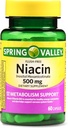 Spring Valley Flush-fri Niacin 500 mg metabolisme støtte, 60 kapsler (pakke på 2)