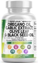 Ren Nutra Oregano olje med svart frøolje hvitløk olivenblad ekstrakt - Olje av Oregano kapsler immunstøtte karvakrol og tymokinon Supplement for kvinner og menn + eldrebær vitamin D3 & sink