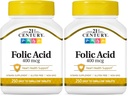 21st Century Folic Acid 400mg Tabletter, 250 teller (Pack of 2)