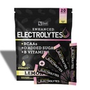 Forbedret elektrolyte pulver klistremerker (Lemon Berry | 20 Packets) v/ 0 Sukker + BCAA + B-vitaminer Electrolyte Supplement w Kalium Zink & Magnesium for Hydration - Keto Electrolytes