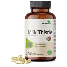 Futurebiotika Melk Thistle Silymarin Marianum & Dandelion Root Lever Helse Støtte, Antioksidant støtte, Detox, 300 kapsler