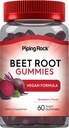 Piping Rock Beet Root Gummies | 60 greve | for menn og kvinner | Nitric Oxid Supplement | med vitamin C og svart Pepper | Strawberry Flavor | Vegan, ikke-GMO, Glutenfri