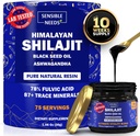 Pure Himalayan Shilajit Organic Resin Supplement, Shilajit for menn og kvinner med svart frøolje og Ashwagandha, Energi, Immunitet, 78% Fulvic Acid, 87+ Trace Minerals, 400 mg