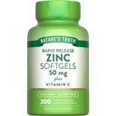 Naturens sannhet sink 50mg Supplement med vitamin C | 200 flytende softgels | Ikke-GMO & Glutenfri