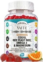 CoQ10 200mg Gummier med rød yeast ris & magnesiumglycinat - Omega-3, sink og vitamin K2 + D3 for generell helse – Kosttilskudd for voksne – 60 Chewable Gummies