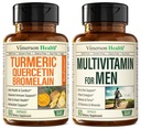 Quercetin med Bromelain & Turmeric Curcumin & komplett multivitamin for menn