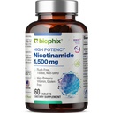 Biophix B-3 Nikotinamid 1500 mg 60 Tabletter Maksimum styrke - Nikotinic amid Niacin Natural Flush-fri vitaminformula - støtter huden celle helse