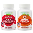 Kids Melatonin 1 mg Chewables + Biotin 5000mcg Chewables Bundle