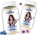 Biotin Gummies for hårvekst - Biotin Gummies for sterk hår Nail hud med multivitamin sukker gratis vegansk Chewable hårvekst Gummy for kvinner Menn Blåbær Flavored 60-dagers forsyning