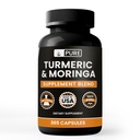 Turmeric & Moringa (365 kapsler) Ingen magnesium eller Rice Fillers, alltid ren, Lab Verifisert