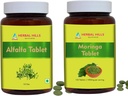 HERBAL HILLS Alfalfa tablett og Moringa Leaf tablett pakke med 2 Combo