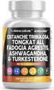 Ren Nutra Cistanche Tribulosa Fadogia Agrestis Tongkat Ali Turkesterone piller Ashwagandha kapsler Supplement for menn - 60 Count