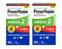 PreserVision Eye Vitamin & Mineral Supplement AREDS 2 Formel + CoQ10, 2-i-1 helse fordeler, 100 Softgels (2 per dag) Pakke med 2
