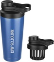 DIW 24 oz Shaker Flaske, Stainless stål blanding flaske med støyfri design, isolert metall Shaker Cup for proteinblandinger og pre trening, Gym Cup Shaker (Navy blå)