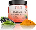 Reddy Naturals Aryana Turmeric 50 – Økologisk gurkemeie Supplement pulver med Muscadin Grape & Okra – Rask dissolvering, Plantebasert formel for daglig velvære – 30 Serveringer