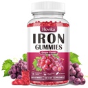 Iron Gummies Supplement for kvinner og menn, jerntilskudd for anemi med vitamin C, B12, Folate-Blood Builder og energi støtte for jernmangel-Grape Flavor, Vegan, 60 Gummies