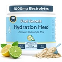 Feel Goods Hydration Hero, 1000 mg Elektrolytter pulver, sukkerfri, magnesium, organisk aloe Vera, organisk aloe, L teanin, vitamin C & B12, ikke GMO, keto, vegansk citron lime, 30 serveringer