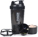 Protein Shaker flaske,16 oz Shake Cup for Protein pulver med lagring,Sports vannflaske,Non Slip 3 Layer Twist Off 3oz kopper med pille skuffe Leak Proof Shake flasker for proteinblandinger